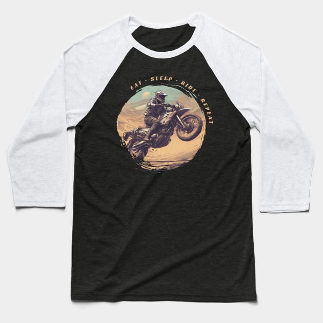 Eat Sleep Ride Repeat motorcycle Baseball T-Shirt by Bikerkulture
